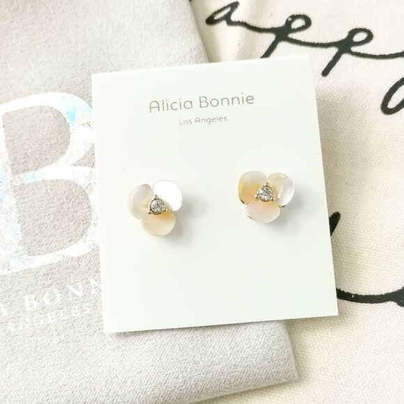 Alicia Bonnie Reversible Earrings - Shimmer - Mother Pearl Gold - Picture 1 of 3